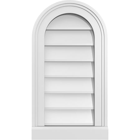 Ekena Millwork Round Top Surface Mount PVC Gable Vent w/ 2"W x 2"P Brickmould Sill Frame, 12"W x 22"H GVPRT12X2203SN